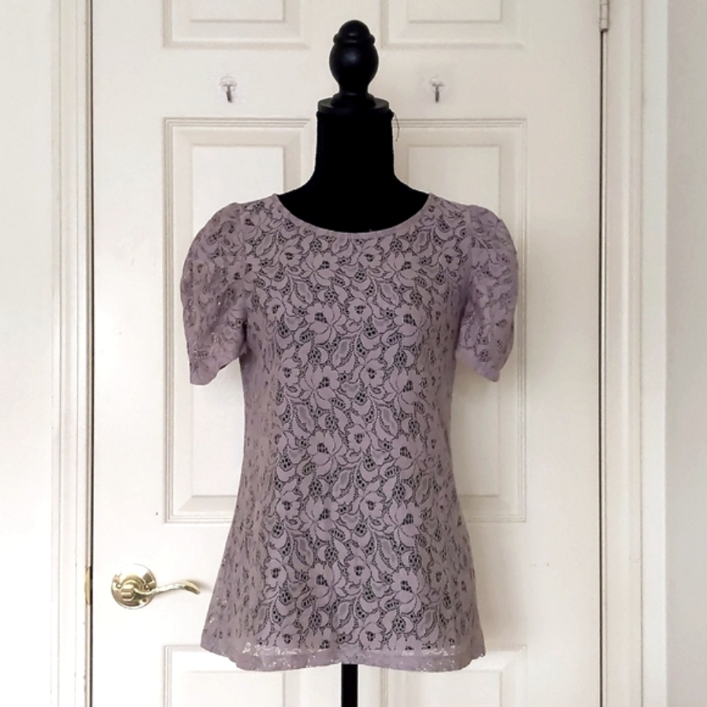 NWT. The Limited Cotton and Nylon All Lace Puffy Short Sleeve Blouse.